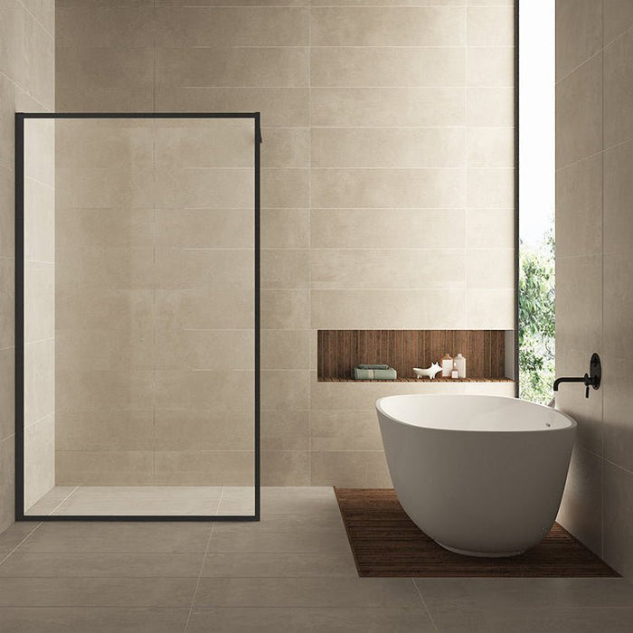 Square inloopdouche 900 x 2000 x 10 mm nano helder glas/mat zwart - Tegeleend