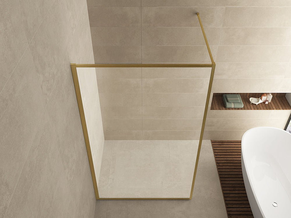 Square inloopdouche 900 x 2000 x 8 mm nano helder glas/geborsteld messing - Tegeleend