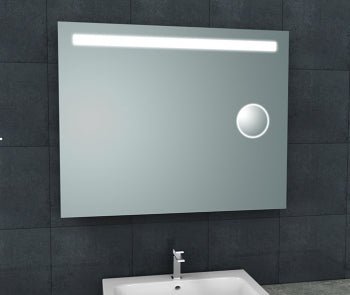 Tigris spiegel rechthoek met LED en scheerspiegel 100 x 80 cm - Tegeleend