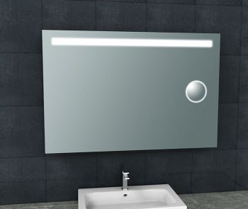 Tigris spiegel rechthoek met LED en scheerspiegel 120 x 80 cm - Tegeleend