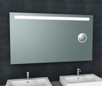 Tigris spiegel rechthoek met LED en scheerspiegel 140 x 80 cm - Tegeleend