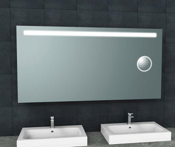 Tigris spiegel rechthoek met LED en scheerspiegel 160 x 80 cm - Tegeleend