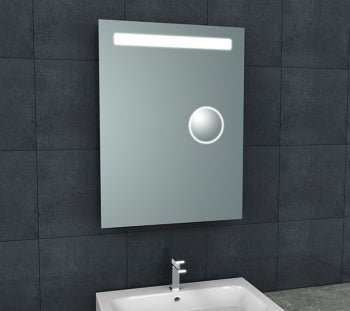 Tigris spiegel rechthoek met LED en scheerspiegel 60 x 80 cm - Tegeleend