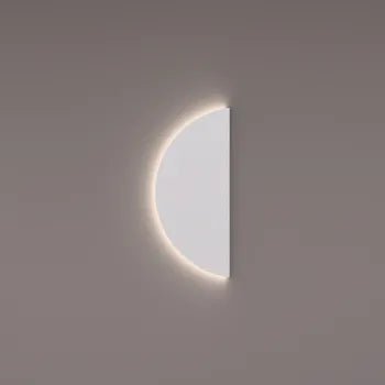 Toilet spiegel half rond 35x80x3cm met indirecte 3000K warme LED verlichting in de ronding, extern geschakeld (spiegel is omkeerbaar) - Tegeleend