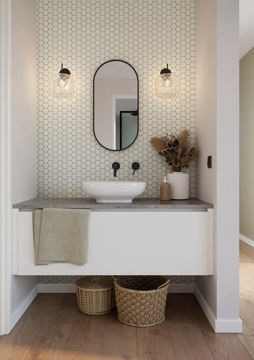 Toilet spiegel ovaal - recht 40 x 60 x 5 cm op mat ZWART industrieel metalen frame - Tegeleend