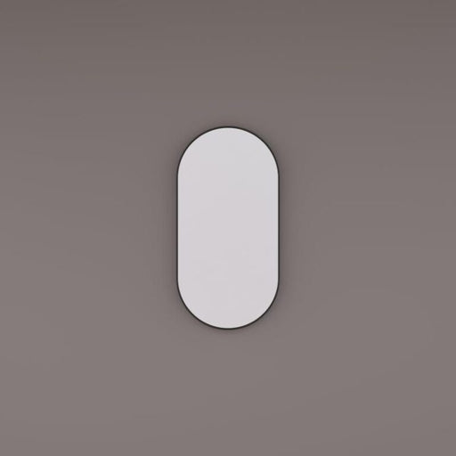 Toilet spiegel ovaal - recht 40 x 60 x 5 cm op mat ZWART industrieel metalen frame - Tegeleend