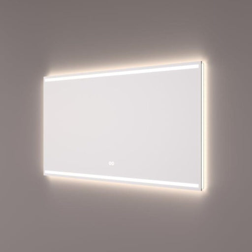 Voorraad spiegel met 2 horizontale LED banen en indirecte LED verlichting rondom 120x70x3cm + spiegelverwarming + touch dimmer + kleurenwissel - Tegeleend