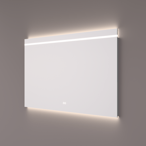 Voorraad spiegel met horizontale LED streep en indirecte verlichting onder 140x70x3cm + spiegelverwarming + kleurenwissel + touch dimmer - Tegeleend