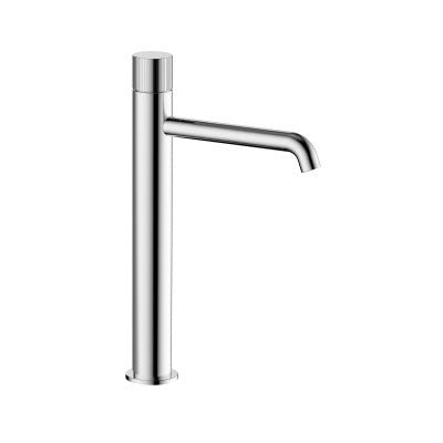 Vøra | FJORD - Hoge Wastafelkraan (Drukknop) - Chroom (met groef) - Tegeleend