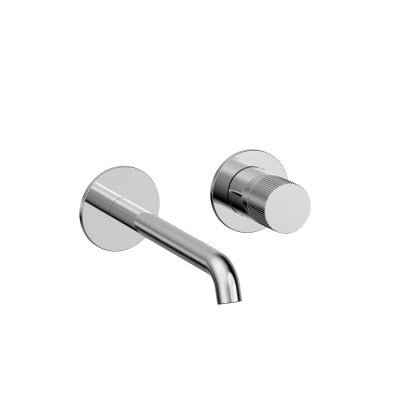 Vøra | FJORD - Inbouw Wastafelkraan (drukknop) - Chroom (met groef) - Tegeleend