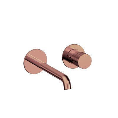 Vøra | FJORD - Inbouw Wastafelkraan (drukknop) - Geborsteld koper (met groef) - Tegeleend