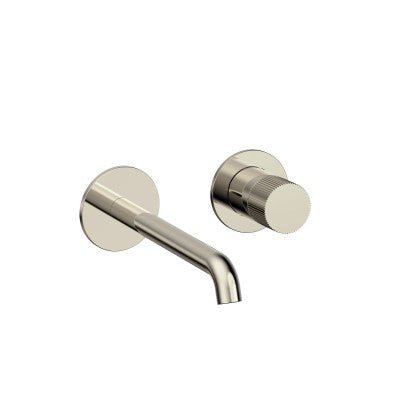 Vøra | FJORD - Inbouw Wastafelkraan (drukknop) - Geborsteld nikkel (met groef) - Tegeleend