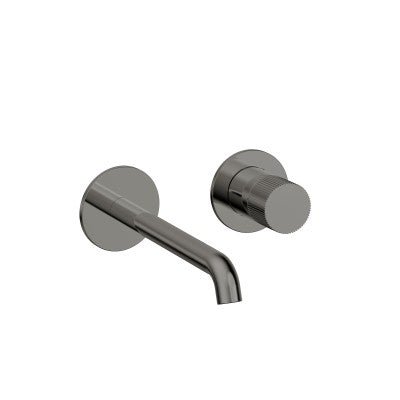 Vøra | FJORD - Inbouw Wastafelkraan (drukknop) - Gunmetal (met groef) - Tegeleend