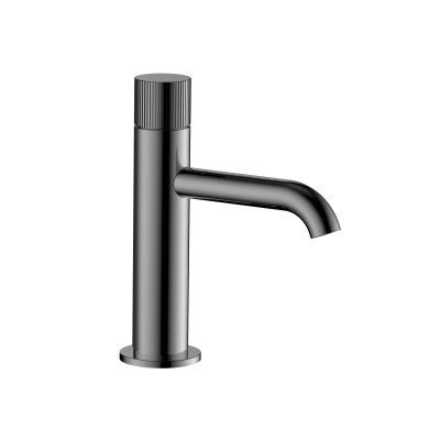 Vøra | FJORD - Wastafelkraan (Drukknop) - Gunmetal (met groef) - Tegeleend