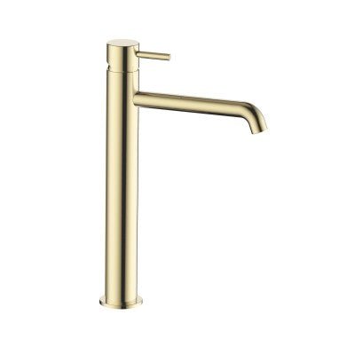 Vøra | LYN - Hoge Wastafelkraan - Geborsteld messing - Tegeleend