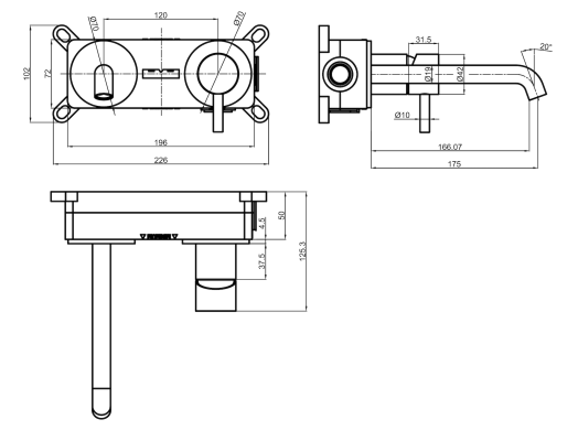 Vøra | LYN - Inbouw Wastafelkraan - Mat zwart - Tegeleend