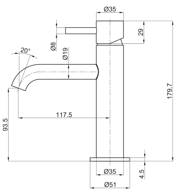 Vøra | LYN - Wastafelkraan - Geborsteld goud - Tegeleend