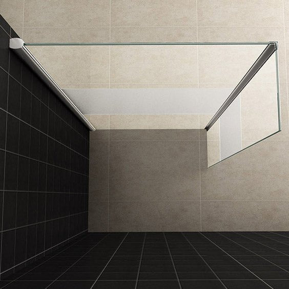 zijwand + hoekprofiel 400x2000 10mm NANO gedeeltelijk matglas - Tegeleend