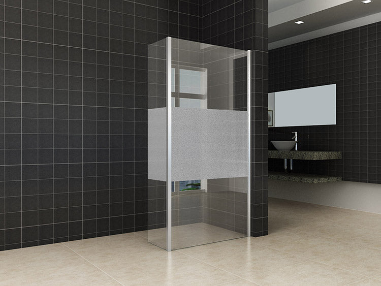 zijwand + hoekprofiel 400x2000 10mm NANO gedeeltelijk matglas - Tegeleend